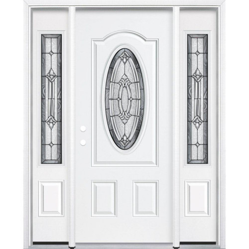 65"x80"x6 9/16" Providence Antique Black 3/4 Oval Lite Left Hand Entry Door with Brickmould
