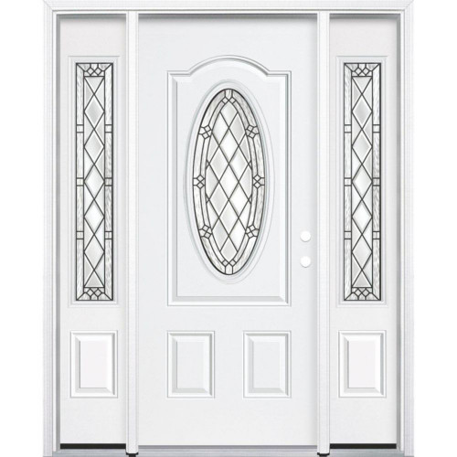 67"x80"x6 9/16" Halifax Antique Black 3/4 Oval Lite Left Hand Entry Door with Brickmould