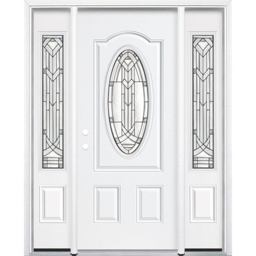 67"x80"x4 9/16" Chatham Antique Black 3/4 Oval Lite Right Hand Entry Door with Brickmould