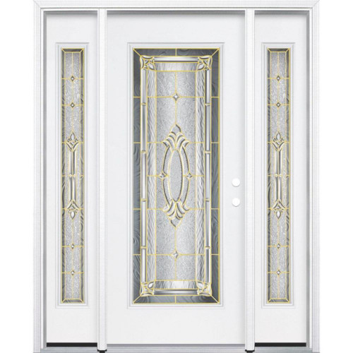 69"x80"x4 9/16" Providence Brass Full Lite Left Hand Entry Door with Brickmould