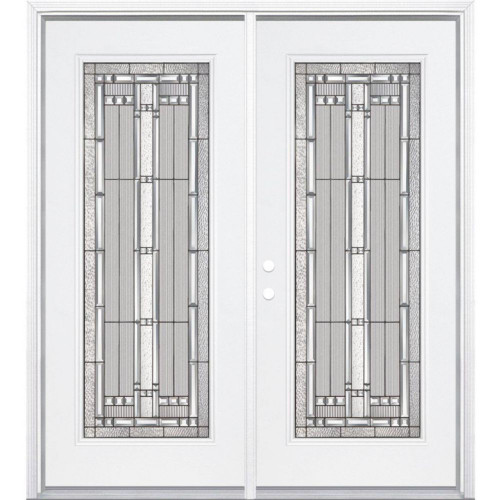 72"x80"x6 9/16" Elmhurst Antique Black Camber Full Lite Right Hand Entry Door with Brickmould