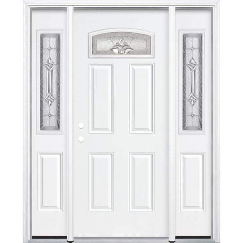69"x80"x4 9/16" Providence Nickel Camber Fan Lite Right Hand Entry Door with Brickmould