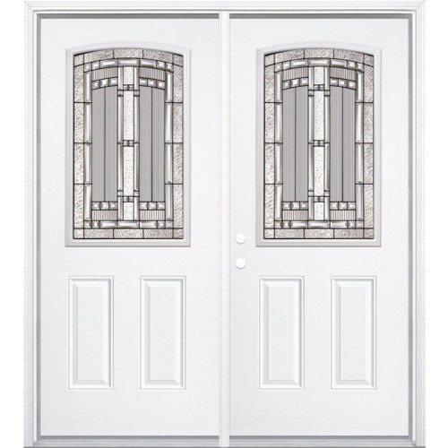 72"x80"x6 9/16" Elmhurst Antique Black Camber Half Lite Right Hand Entry Door with Brickmould