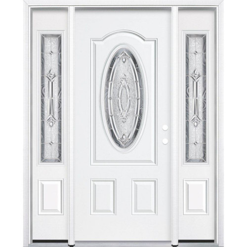 65"x80"x6 9/16" Providence Nickel 3/4 Oval Lite Left Hand Entry Door with Brickmould
