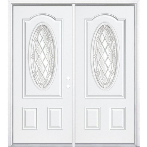 64"x80"x4 9/16" Halifax Nickel 3/4 Oval Lite Left Hand Entry Door with Brickmould