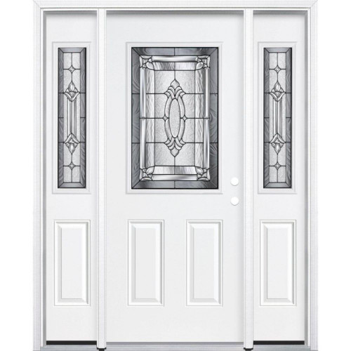 69"x80"x4 9/16" Providence Antique Black Half Lite Left Hand Entry Door with Brickmould