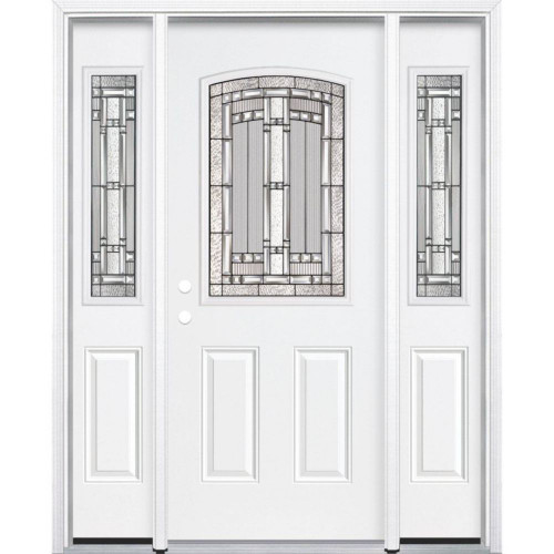 69"x80"x4 9/16" Elmhurst Antique Black Half Lite Right Hand Entry Door with Brickmould