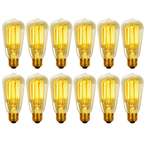 60Watt Vintage Edison S60Squirrel Cage Incandescent Filament LightBulb,E26 Base,Antique Edison12Pack