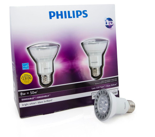 LED 8W = 50W PAR20 Bright White (3000K) - 2 Pack