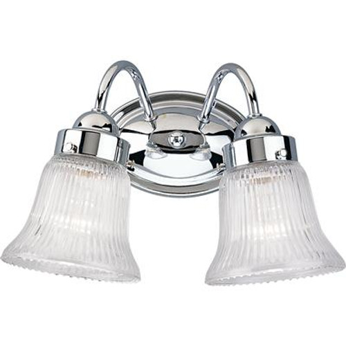 Fluted Glass Collection Chrome 2-light Wall Bracket