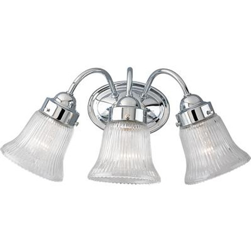 Fluted Glass Collection Chrome 3-light Wall Bracket