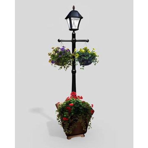 Baytown Black Solar Lamp Post with Planter Base