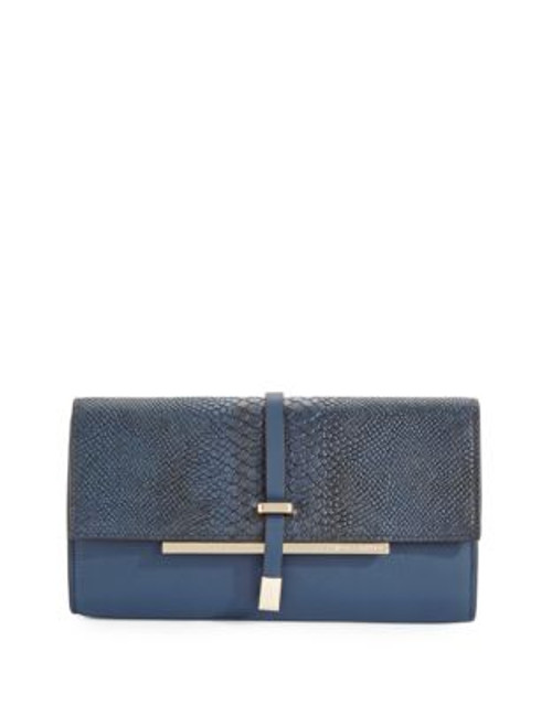 Vince Camuto Leila Snakeskin Embossed Clutch - DRESS BLUE