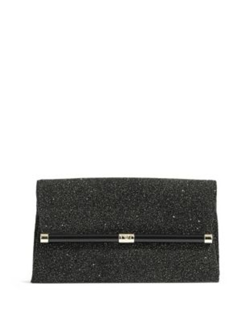 Diane Von Furstenberg Diamond Dust Leather Envelope Clutch - BLACK