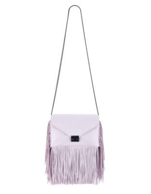 Loeffler Randall Convertible Fringe Trim Clutch Bag - LAVENDER