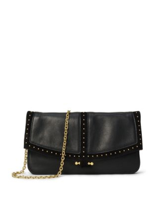 Lauren Ralph Lauren Bastwick Studded Leather Clutch - BLACK