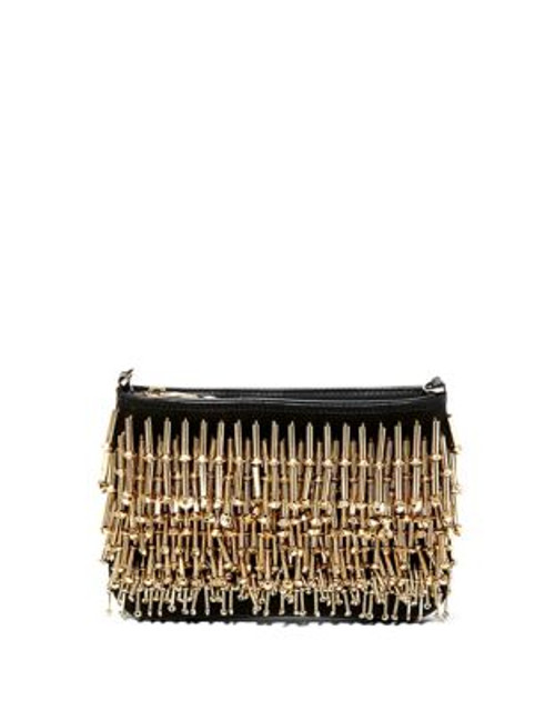 B Brian Atwood Jagger Dangling Beads Cross Body Bag - GOLD/BLACK