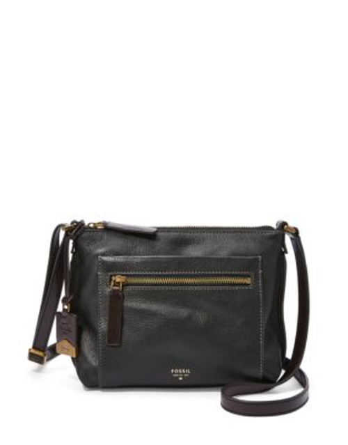 Fossil Vickery Leather Crossbody - BLACK