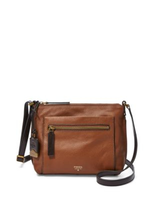 Fossil Vickery Leather Crossbody - BROWN