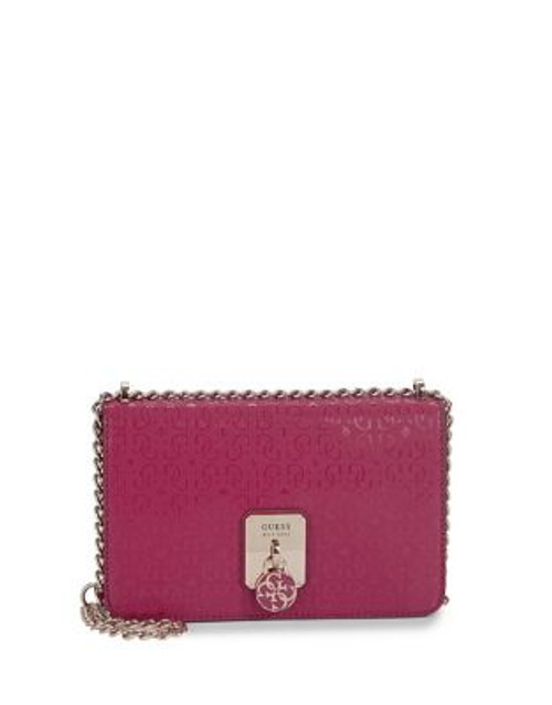 Guess Monogram Logo Flap Crossbody Bag - CLARET