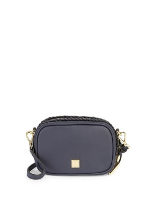 Ivanka Trump Woven Leather Crossbody Bag - NAVY