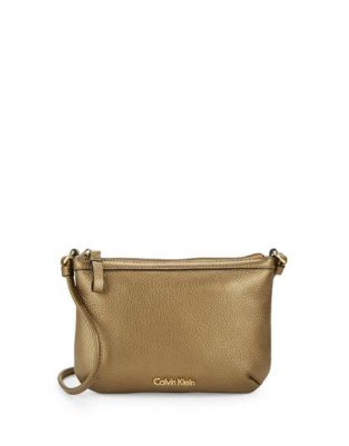 Calvin Klein Textured Leather Crossbody - ANTIQUE BRONZE