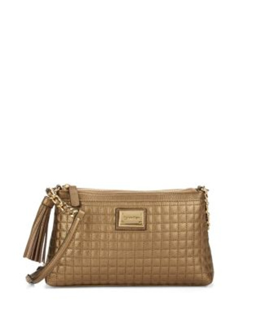 Calvin Klein Quilted Leather Crossbody Bag - ANTIQUE BRONZE