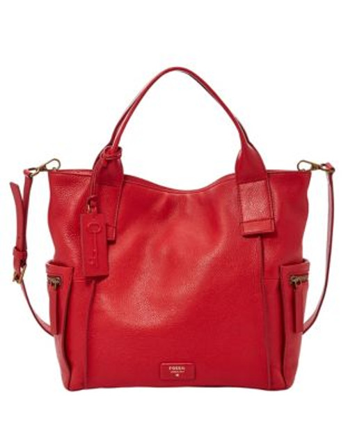 Fossil Emerson Leather Satchel - RED
