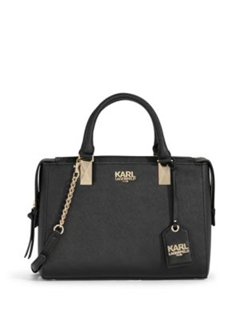 Karl Lagerfeld Kendall Saffiano Leather Satchel - BLACK