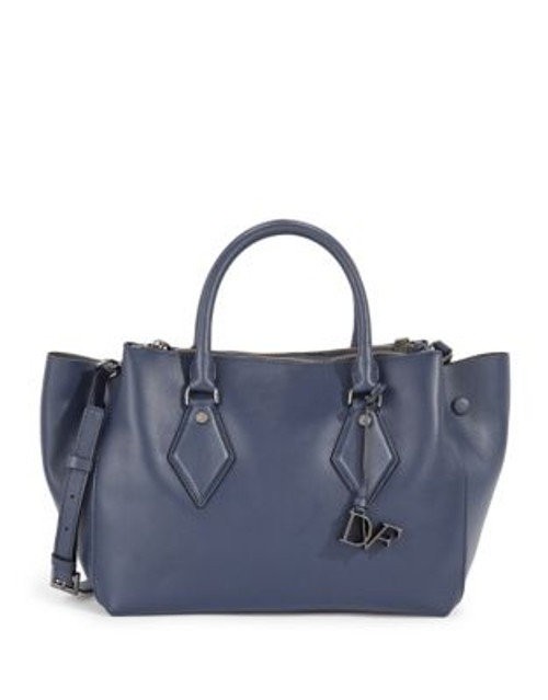 Diane Von Furstenberg Large Double Zip Leather Satchel - DARK NIGHT