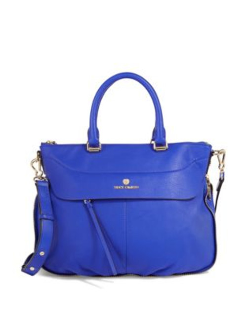 Vince Camuto Dean Pebbled Leather Satchel - BLUE