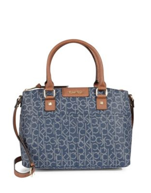 Calvin Klein Hudson Monogram Satchel - NAVY/GLACIER