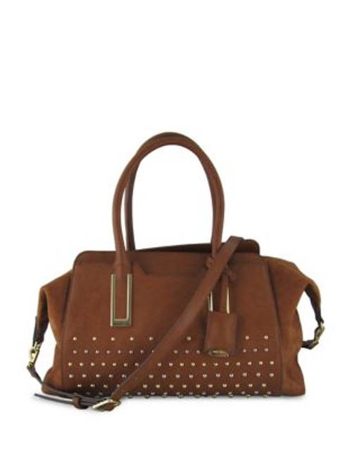 Nine West Feeling Slouchy Studded Satchel - TOBACCO