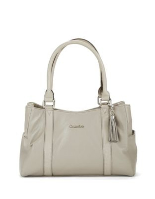 Calvin Klein Pebbled Leather Satchel Bag - SMOKE