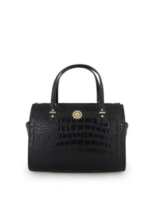 Anne Klein Croc-Embossed Duffle Bag - BLACK CROCO