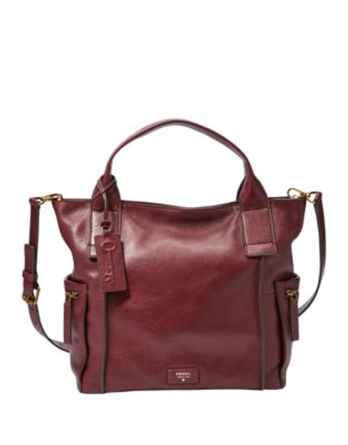 Fossil Emerson Piped Leather Satchel - MAROON