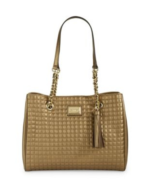 Calvin Klein Quilted Leather Tote - ANTIQUE BRONZE