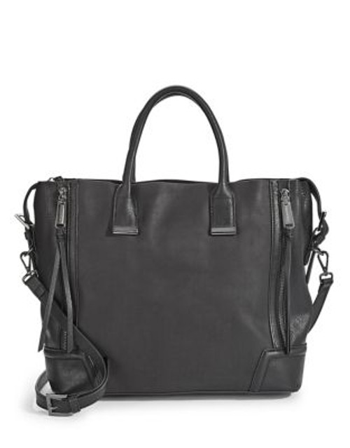 Steve Madden Faux Leather Zip Hand Bag - BLACK