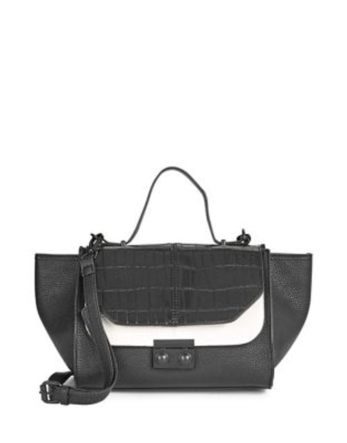 Steve Madden Structured Faux Leather Satchel - BLACK MULTI