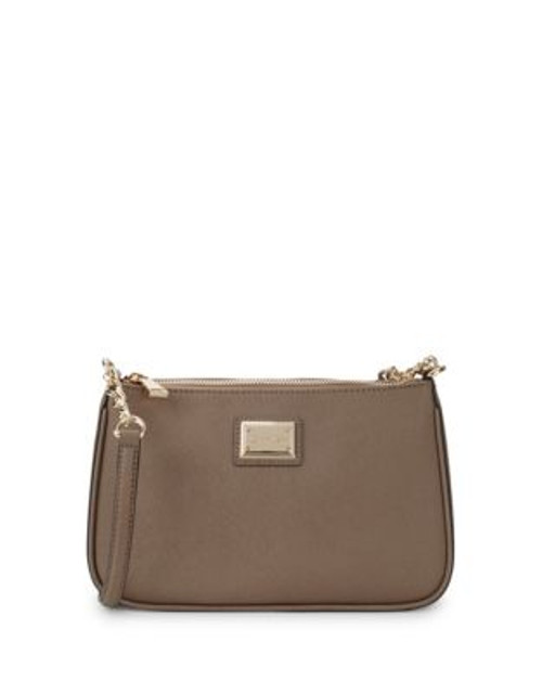 Calvin Klein Saffiano Leather Crossbody Bag - DARK TAUPE