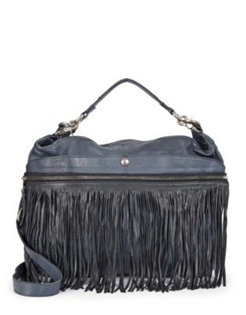 Tyoulip Sisters Fringes Lamb Leather Hobo - NAVY BLUE