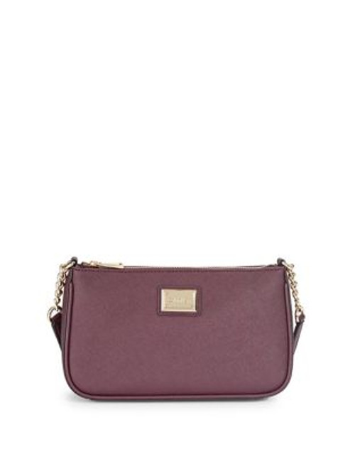 Calvin Klein Saffiano Leather Crossbody Bag - RUM RAISIN