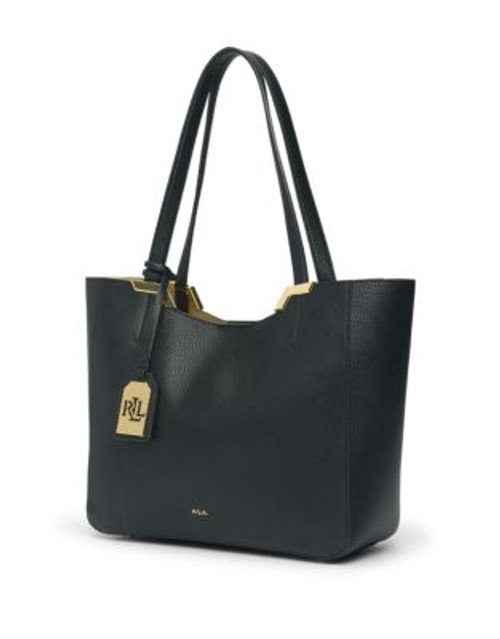 Lauren Ralph Lauren Acadia Faux Leather Shopper Tote - BLACK