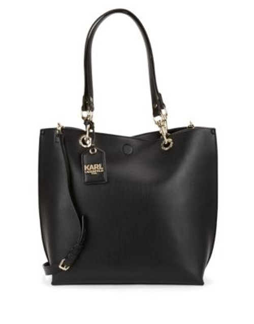 Karl Lagerfeld Bell Faux Leather Tote - BLACK