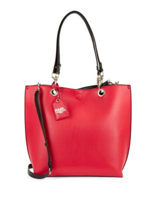 Karl Lagerfeld Bell Faux Leather Tote - ROUGE/BLACK