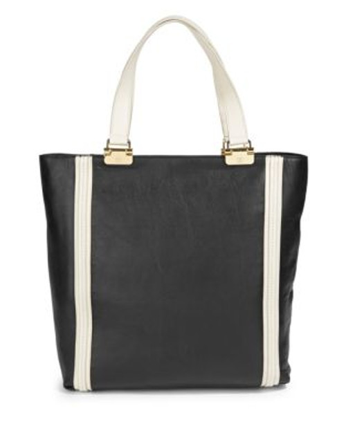 Ivanka Trump Contrast Leather Tote - BLACK