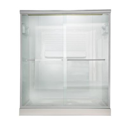 Euro 60 Inch W x 65.5 Inch H Frameless Bypass Shower Door in Silver Finish with Clear Glass