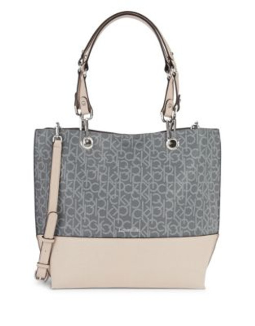 Calvin Klein Reversible Faux Leather Tote - GREY/WHITE