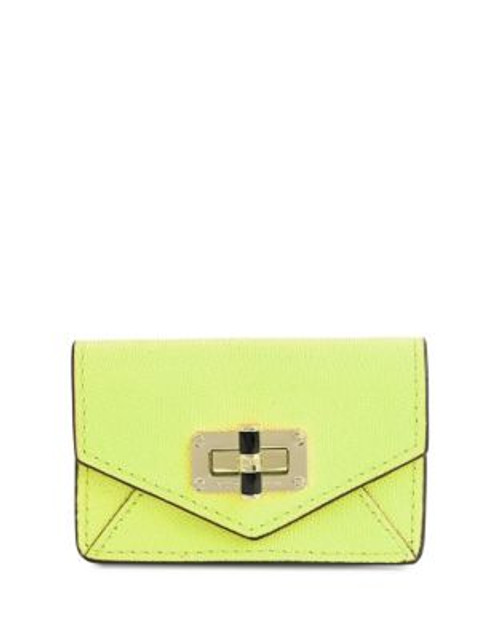 Diane Von Furstenberg Turnlock Leather Card Case - SHOCKING YELLOW