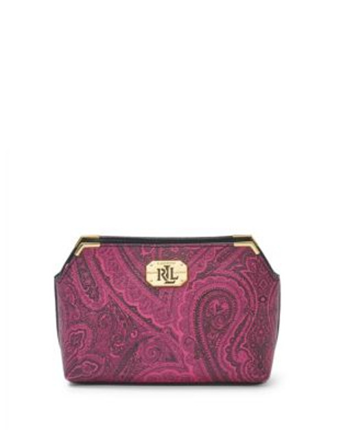 Lauren Ralph Lauren Acadia Paisley Leather Cosmetic Bag - ROSE